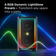 TCL TP201K Bluetooth Party Speaker, 220W Powerful Sound, 5 RGB Dynamic Light Shows, 12-Hour Battery, IPX4 Splash-Proof
