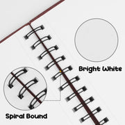 5.8x8.3in Sketch Book, 60Sheets Spiral Bound Notebooks, Bright White 92lbs/150gsm Acid-Free Drawing Paper for Painting,Sketching, Professional Sketch Pad for Artists, Beginners. BW- Red