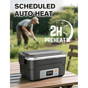 Mpow XL 6.3-Cup Cordless Electric Lunch Box with Scheduled Heating, Two-Tier Insulated Carrying Bag, Removable Divider, Utensils Included