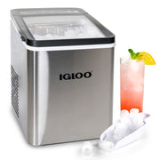 Igloo Countertop Ice Maker, 26-Pound Daily Capacity, Stainless Steel, Portable, LED Control Panel, Auto-Clean Function, 810061702177