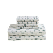 Lenox Flannel Sheet Set, 6-Piece, 100% Cotton, Pine Trees Green, Queen, 990437134