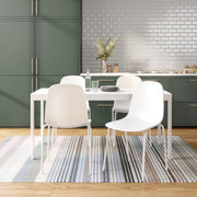 Mainstays Modern Stackable Dining Chairs, Set of 4, White, Metal Legs, Curved Backrest, Supports 250 lbs