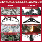 Posrue QD4174W 6.5ft Pre-Lit Snow Flocked Christmas Tree with 1000 Tips 250 Warm Lights, White