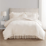 Mainstays 11-Piece Queen Bedding Set, Reversible Cream Ruffle Comforter, Pink Floral Sheet Set, Decorative Pillow