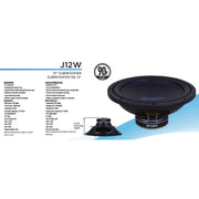 Jensen J12W 12 inch Subwoofer | 1,200 Watts Peak Power | Polypropylene Woofer Cone | Reinforced Stamped Steel Basket | 40oz Magnet
