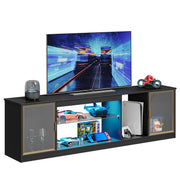 Bestier USWM01-L103318T-BDCF LED Gaming TV Stand for 75 inch TV, Entertainment Center with Cabinet, Black