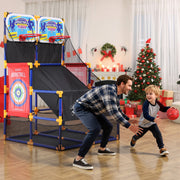 COCLUB 2in1 Indoor Kids Basketball Hoop Set with Dual Hoops, Electronic Scoreboard, LED Lights, 6 Basketballs and Sticky Balls for Ages 3-6