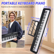 Crtynell US-JJPZ-YM888YBWLD24B10028 Digital Piano 88 Key with Semi-Weighted Keys Full-Size 88 Key Keyboard Piano Black