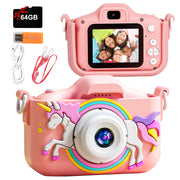 PayUSD ETZXJ0003 Unicorn/Dolphin 1080HD 96MPX Video Camera for Kids with 64GB SD Card, Blue/Pink 96MP