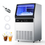 VEVOR Commercial Ice Maker Machine, 130 lbs/24H Production, 33 lbs Storage, 45 Cubes per Cycle, Stainless Steel, Freestanding & Undercounter with LED Display and Self-Cleaning IMC9000F-UL
