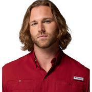 Columbia Men's PFG Tamiami II Short Sleeve Shirt, UPF 40 Sun Protection, Moisture-Wicking, Breathable Venting, Beet, X-Large Tall, 128705