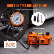 BENTISM 5 Ton 12V Electric Hydraulic Car Floor Jack with Built-in Tire Inflator Pump