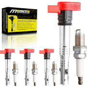 MOAUTO Set of 4 Ignition Coils Package UF529 06E905115D and 4 Iridium Spark Plugs Compatible with Volkswagen Audi A3 A4 A5 A6 A7 A8 - 3.0L 3.2L 4.2L 5.2L Q5 Q7 R8 S4 S5 TT MK6 Golf Passat CC Tiguan