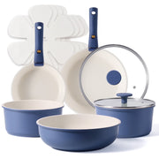 Carote A14028 13Pcs Nonstick Cookware Sets, Pots and Pans with Detachable Handles, Induction Cookware, Navy Blue