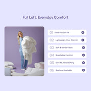 Mellow Comforter Full/Queen, Double-Stuffed Marshmallow Loft, All-Season Temperature-Balancing, White