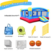 Causeair Inflatable Bounce House with Double Basketball Hoop and Throw Ball Game, 15ft x 14.8ft, Holds Up to 6 Kids, GFK-L002