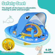 GVDV Baby Pool Float with Canopy UPF50+ Sun Protection