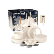 Gotham Steel 6148 18 Piece Aluminum Ceramic Nonstick Detachable Handle Cookware Set in Cream
