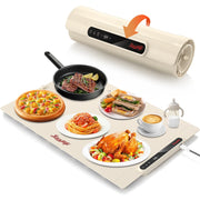 Keenstone Electric Warming Tray, Portable Food Warmer with Adjustable Temperature Control, Foldable Silicone Nano Material, 40x16 in, Beige, LAJD03