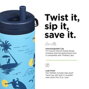Klean Kanteen 1010099 12 fl oz Stainless Steel Insulated Water Bottle Twist Cap Surfer