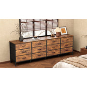 Amadwell 78.8 Inch Dresser with 15 Fabric Drawers, Rustic Brown, Large TV Stand for Up to 85 Inch TVs