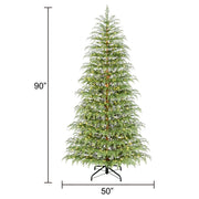 My Texas House 7.5ft Pre-Lit Cypress Green Artificial Christmas Tree with 500 Warm White Twinkle LED Lights and Metal Stand