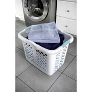 Home Logic 2 Bushel Plastic Laundry Basket, Gray, Diamond Pattern, Silver Handles, 2 Pack