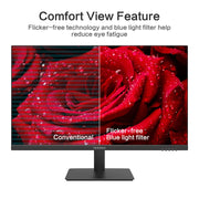 Viewedge 27 Inch QHD 2560x1440 IPS Monitor, 75Hz Refresh Rate, 3ms Response Time, Eye Protection Technology, Dual HDMI, DisplayPort, Wall Mountable, Black