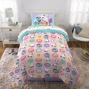 Gabby's Dollhouse Kids Bed in a Bag Bedding Set, Reversible Comforter with Character Artwork, Blue and Pink, Twin, 6B494C