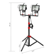 Hyper Tough 1000W Halogen 2 Light Corded Tripod Mounted Portable Work Light, Black, VN-76251