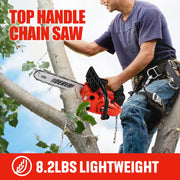 Vetoper 12 in. Gas Chainsaw, 25.4 CC, 1.2 HP, Lightweight One-Hand Operation, Automatic Chain Oiler, Quick Stop Chain Brake, Orange