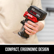 Skil 20V Brushless Compact Router Kit, 1 HP Motor, 4.0Ah Lithium-Ion Battery, Variable Speed, Quick Depth Adjustment, Edge Guide, LED Light, 3-Piece Bit Set, RT1430B-10