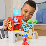Hasbro Marvel Spidey and His Amazing Friends Water-Webs Spidey Island Playset with 3-Inch Articulated Spidey Figure, Jeff the Terrestrial Shark Minifigure, Pirate Accessories, Red/Blue