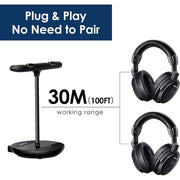 Simolio Dual Wireless Headphones for TV Watching with 2.4GHz Transmitter, Charging Stand, Spare Battery, Voice Clarity Technology, Tone and Balance Control, 100ft Range, Over-Ear, Black