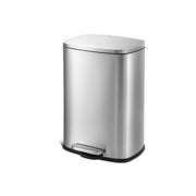 QualiaZero QZ10002 50 Liter / 13.2 gal Rectangular Step Kitchen Garbage Can, Stainless Steel