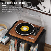 Honiway Vinyl Record Stand, 3-Compartment Storage for 80-100 Albums, Wall Mount or Tabletop, Black
