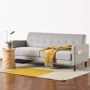 Mellow MLSF-AD-LG-3P Adair Mid-Century Modern Loveseat with Armrest Storage Pockets, Light Grey
