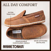 Minnetonka Men's Tilden Moccasin Suede Indoor and Outdoor Slippers Brown Ruff Size 10 41002-10