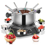 FOHERE FD-05 Electric Fondue Set with 1500W Power Temperature Control, Silver