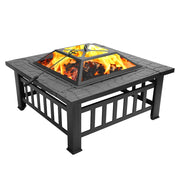 Zimtown 32in Square Metal Outdoor Fire Pit with Water-Resistant Iron Mesh Frame, Black