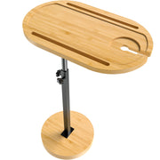 NiHome Bamboo Swivel TV Tray Table, Adjustable Height 18-31 in, Stable Non-Tipping Base, 360 Rotating Partitioned Desktop, Waterproof Yellow