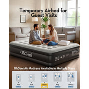 OhGeni Queen Air Mattress with Built-in Pump, 18-Inch Raised Inflatable Bed, Durable PVC, Portable, Black, AMH5V269