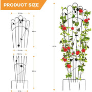 SNYNUXX Metal Detachable Trapezoidal Garden Trellis Set, Black, 60 Inch, Pack of 4
