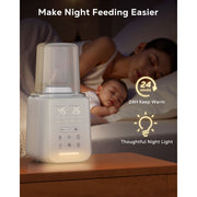 Rupoun 8 in 1 Baby Bottle Warmer, Portable Fast Heating with Timer, Temperature Control, White