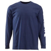 Carhartt Loose-Fit Heavyweight Logo Sleeve Graphic Long-Sleeve T-Shirt - Navy - 3XLT