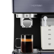 Chefman RJ54-I-SV-BLK-WM 20-Bar, 2-Cup Black Stainless Espresso Machine