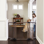 MyPet Extra Wide Freestanding Versa-Lock Pet Gate, Gray Wood Frame with Graphite Wire Panels, Fits 24.5-72 in Wide Openings, 31.5 in Tall, 12.25 lb, 5404