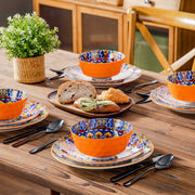 Vancasso Bohemian Dinnerware Set, 12 Pcs Porcelain Ceramic Plates and Bowls, Dark Blue, Dishwasher and Microwave Safe, Serves 4
