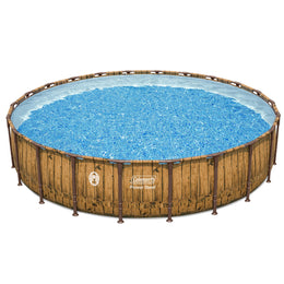 Coleman Power Steel 22 ft Round Metal Frame Above Ground Pool Set with Puncture-Resistant Tritech Liner, Filter Pump, Ladder, Pool Cover, 90425E
