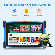 DOMATON Kids Tablet 10 inch, Tablets for Kids, 4+64GB, Android 13, Parental Controls, Pre-Installed Kids Contents, 6000mAh Battery, Dual Camera, Google Play Store, Kids YouTube, Kids Computer Case with Stand